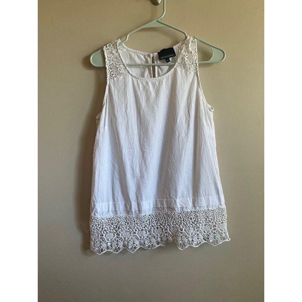 Cynthia Rowley linen blend womens white tank small